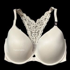 Victorias Secret Body Lined Demi Supersoft Smooth Lace Racerback Bra Champagne